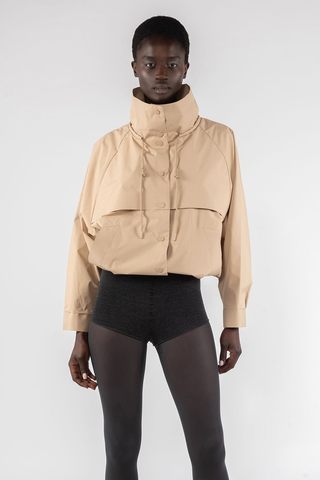 Water Repellent Short Jacket - Sand - The Collective Park City