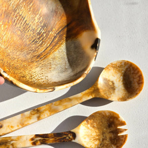 Wavy Resin Salad Serving Bowl / Matching Server / Tiger - The Collective Park City