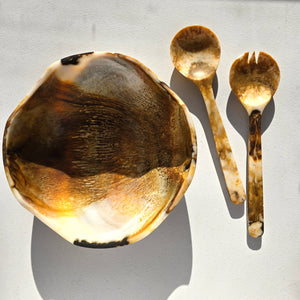 Wavy Resin Salad Serving Bowl / Matching Server / Tiger - The Collective Park City