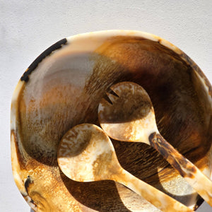 Wavy Resin Salad Serving Bowl / Matching Server / Tiger - The Collective Park City