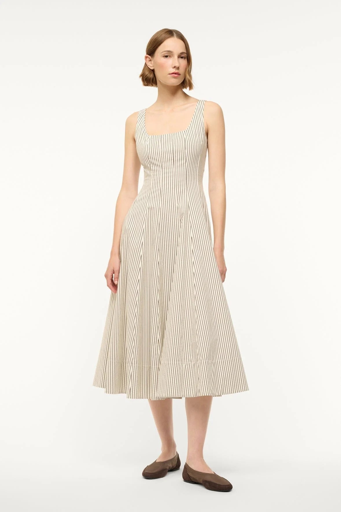 Wells Dress - Ivory/Dark Oak Stripe - The Collective Park City
