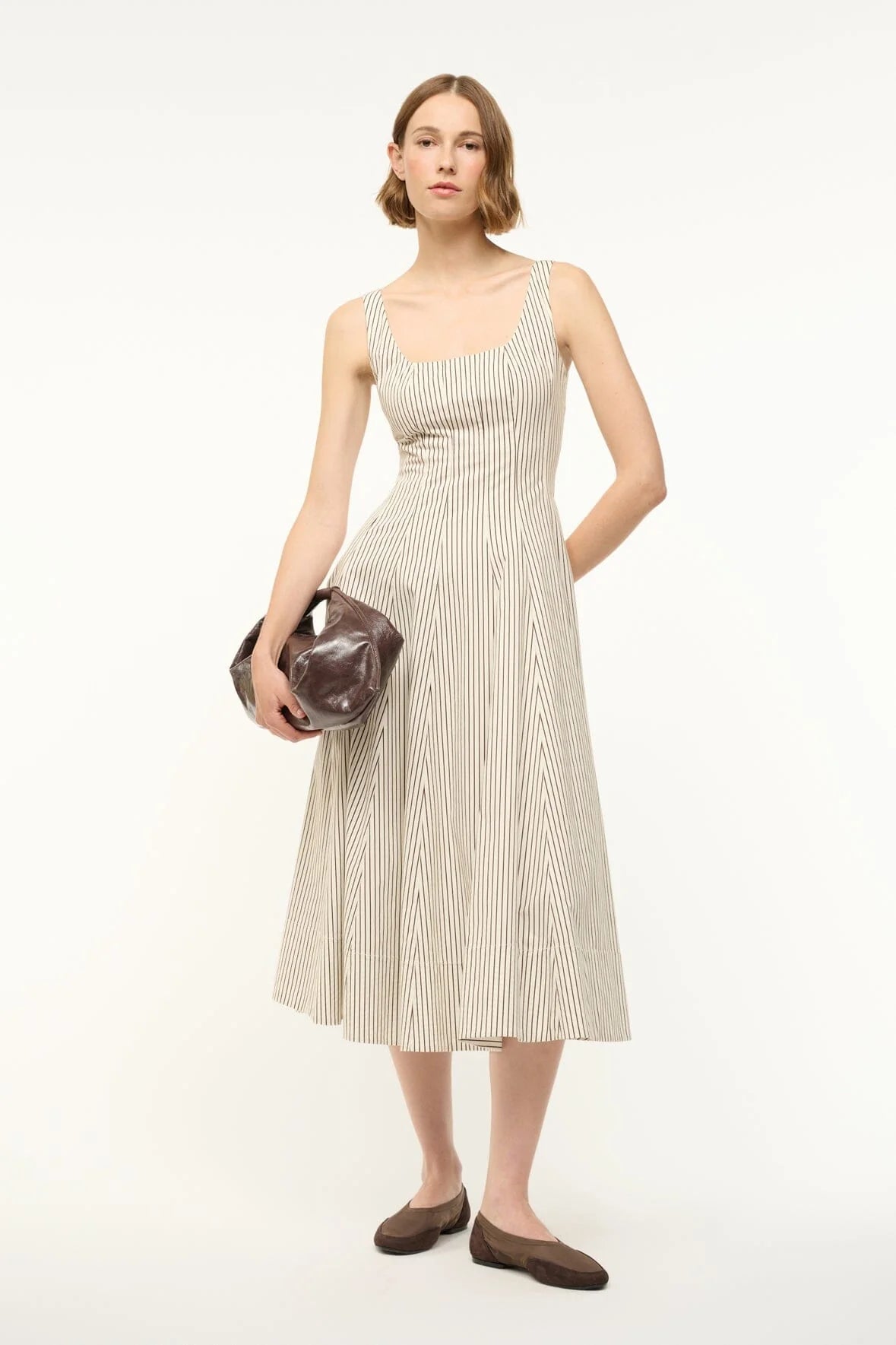 Wells Dress - Ivory/Dark Oak Stripe - The Collective Park City