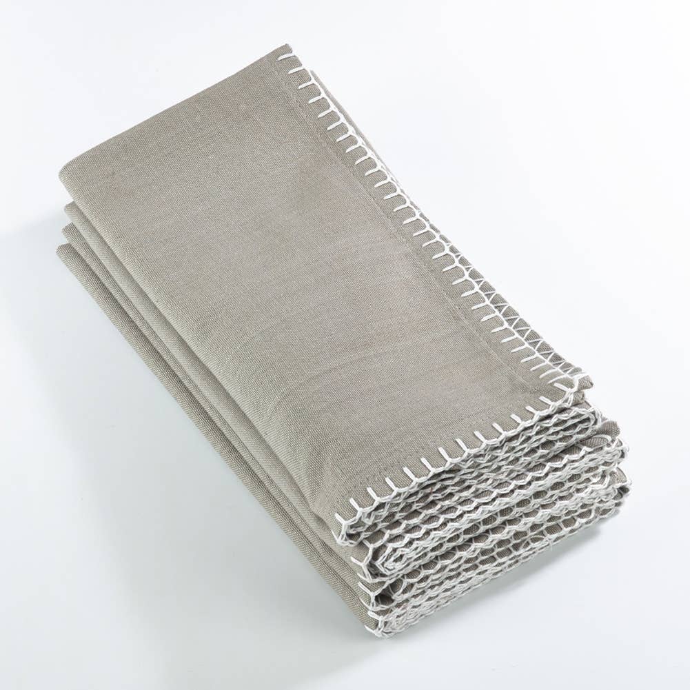 Whip Stitched Cotton 20" Cloth Napkin: Grey - The Collective Park City