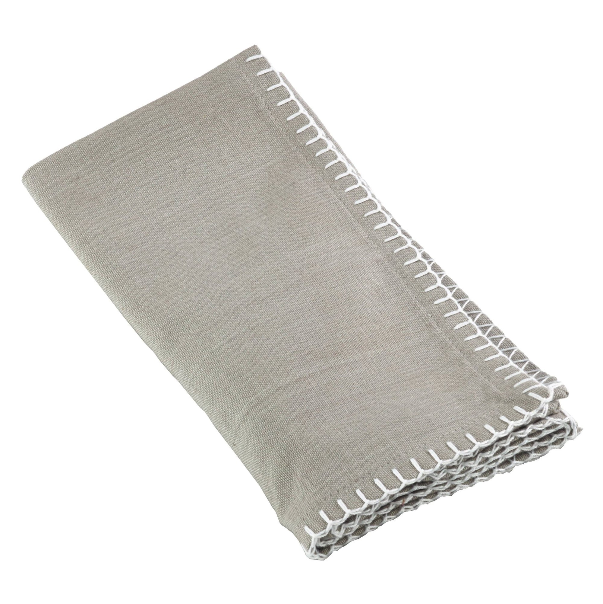 Whip Stitched Cotton 20" Cloth Napkin: Grey - The Collective Park City