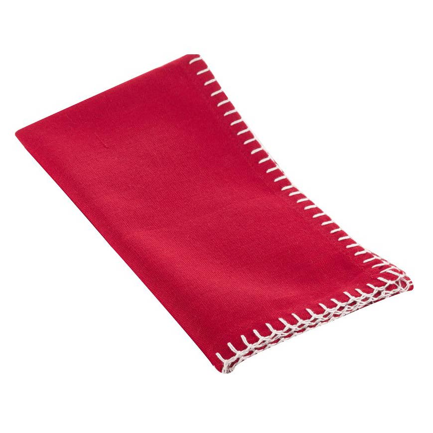 Whip Stitched Cotton 20" Cloth Napkin: Red - The Collective Park City