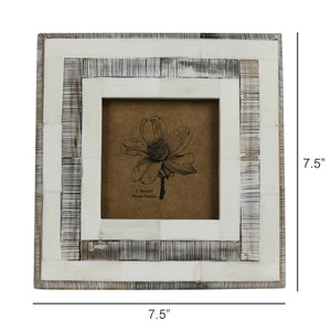 White Bone & Chagrin Striped Frame - 4x4 - The Collective Park City