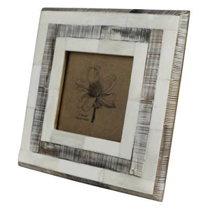 White Bone & Chagrin Striped Frame - 4x4 - The Collective Park City