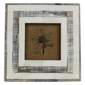 White Bone & Chagrin Striped Frame - 4x4 - The Collective Park City