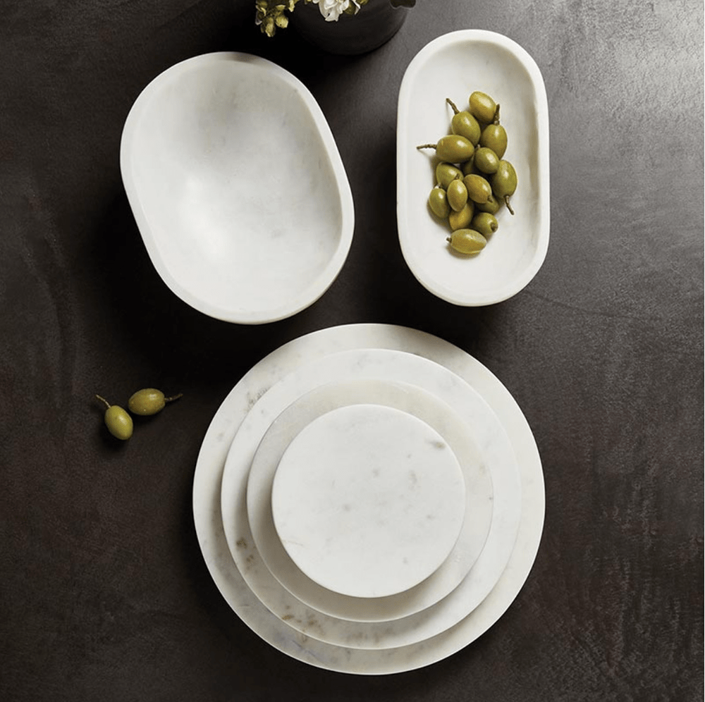 White Marble Footed Bowl - The Collective Park City