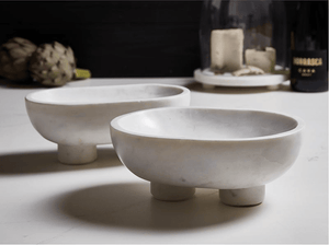 White Marble Footed Bowl - The Collective Park City