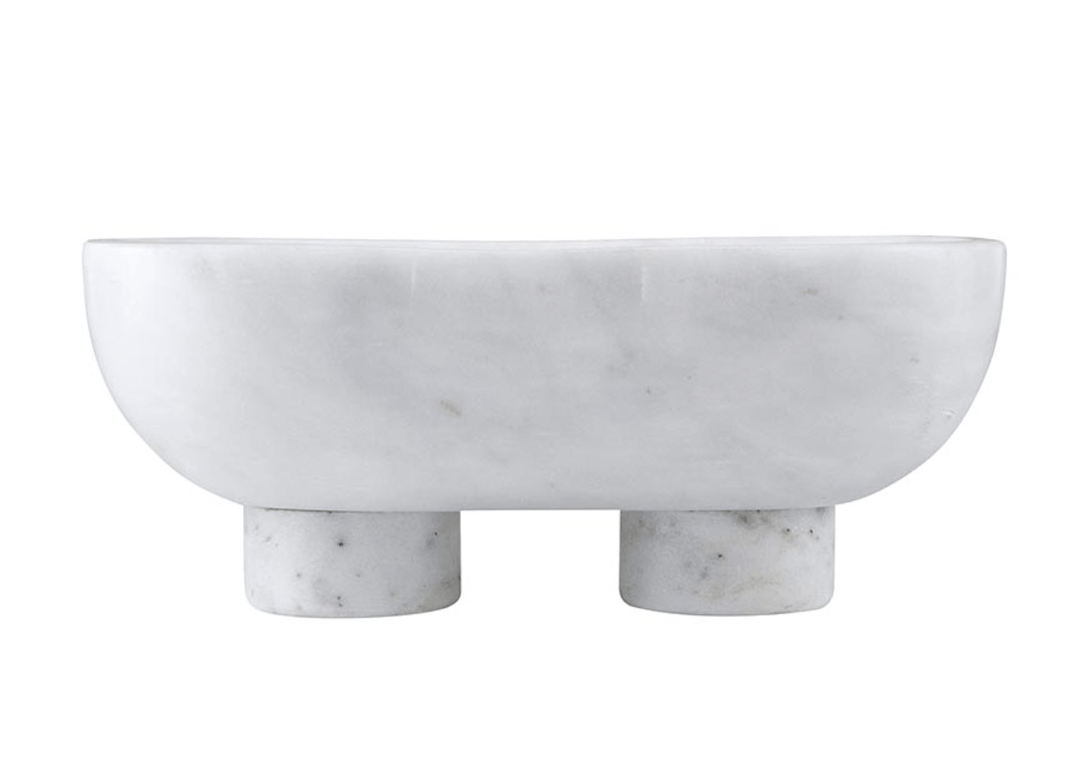 White Marble Footed Bowl - The Collective Park City
