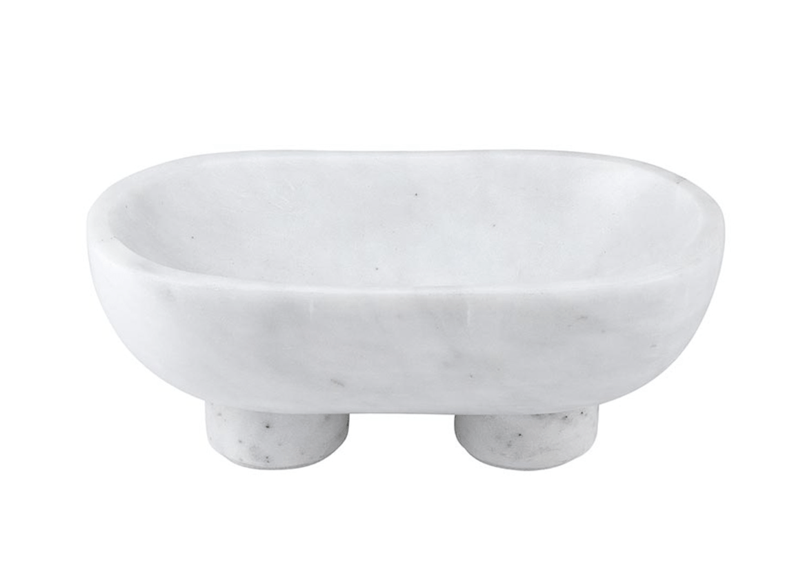 White Marble Footed Bowl - The Collective Park City