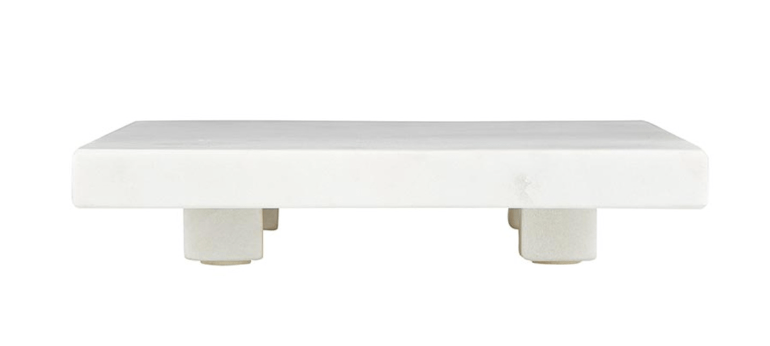 White Marble Footed Tray - 10" Square - The Collective Park City