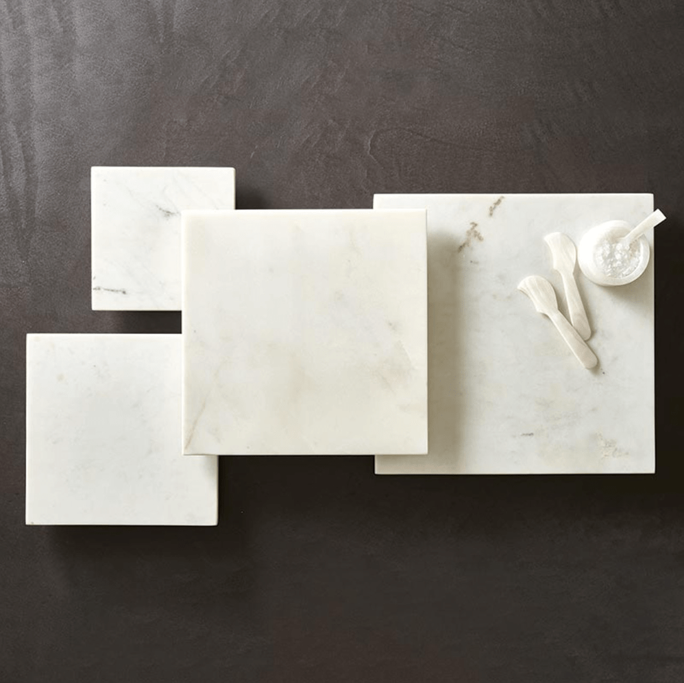 White Marble Footed Tray - 10" Square - The Collective Park City