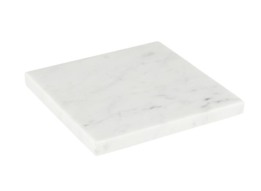 White Marble Footed Tray - 6" Square - The Collective Park City