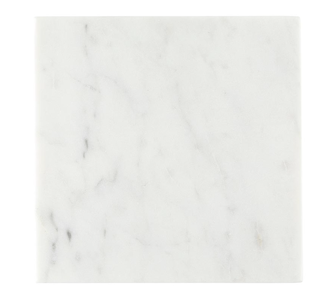 White Marble Footed Tray - 6" Square - The Collective Park City