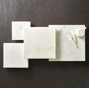 White Marble Footed Tray - 6" Square - The Collective Park City