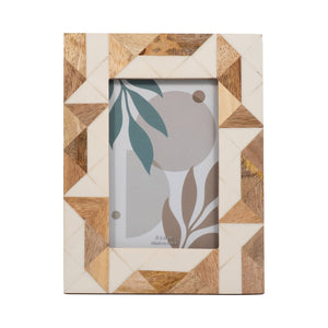 White Resin/Wood Geometric Photo Frame - 4x6 in. - The Collective Park City