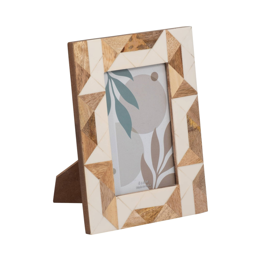 White Resin/Wood Geometric Photo Frame - 4x6 in. - The Collective Park City