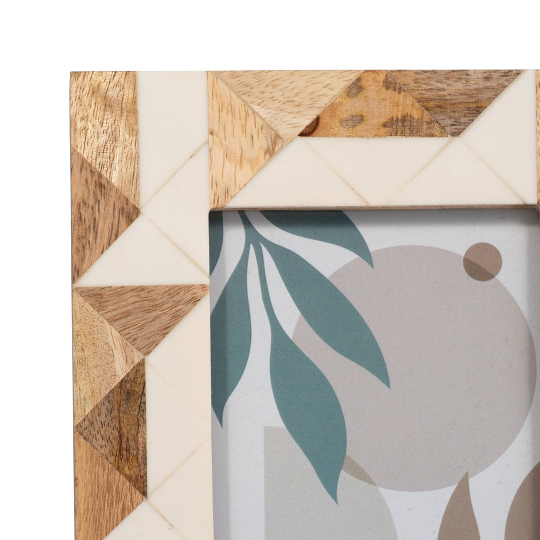 White Resin/Wood Geometric Photo Frame - 4x6 in. - The Collective Park City