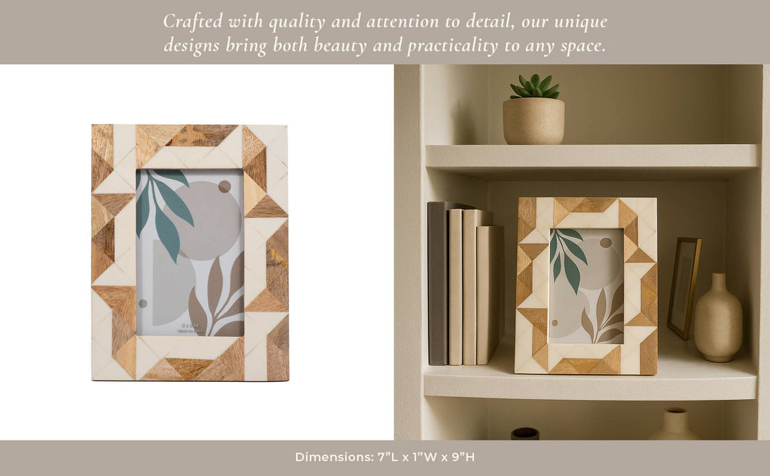 White Resin/Wood Geometric Photo Frame - 4x6 in. - The Collective Park City