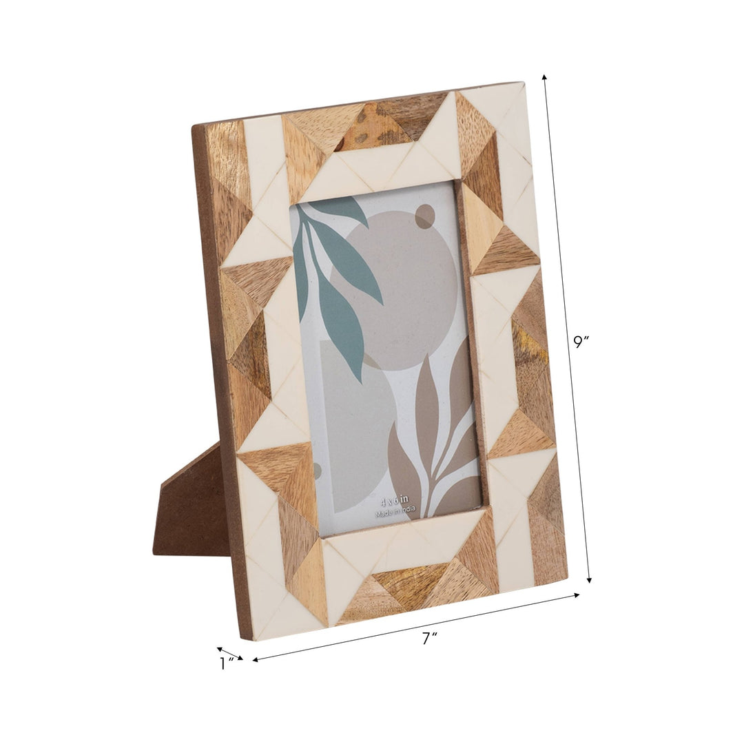 White Resin/Wood Geometric Photo Frame - 4x6 in. - The Collective Park City