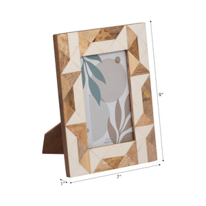 White Resin/Wood Geometric Photo Frame - 4x6 in. - The Collective Park City