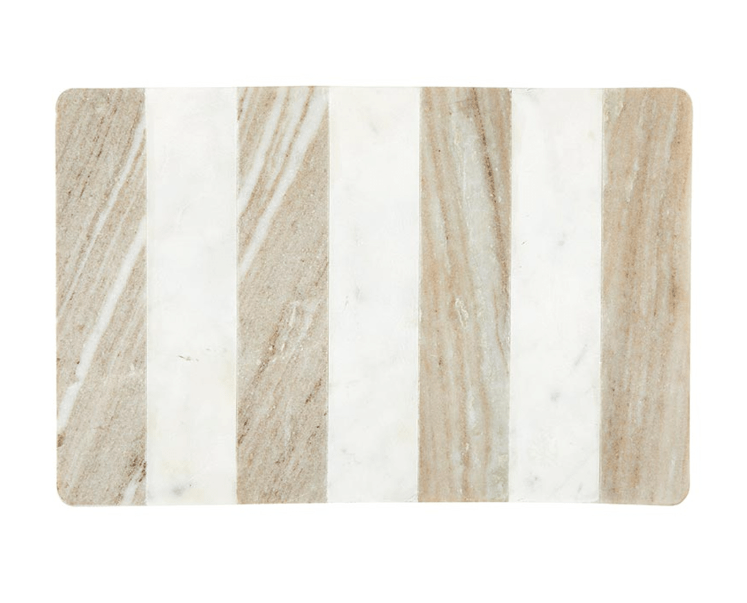 White & Tan Marble Serving Board - The Collective Park City