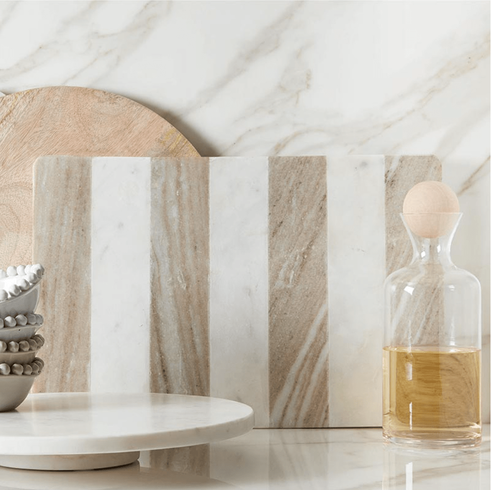 White & Tan Marble Serving Board - The Collective Park City