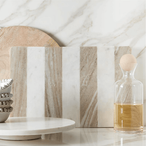 White & Tan Marble Serving Board - The Collective Park City