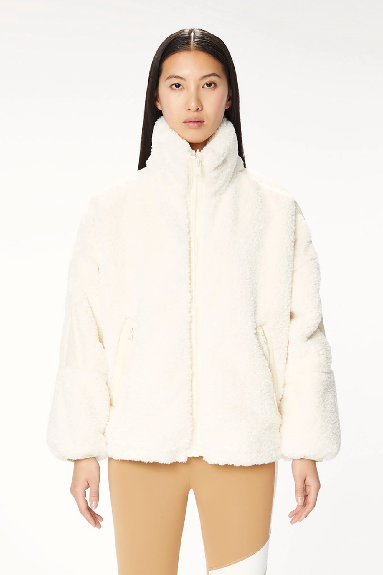 Faux Rabbit Fur Jacket - Natural White