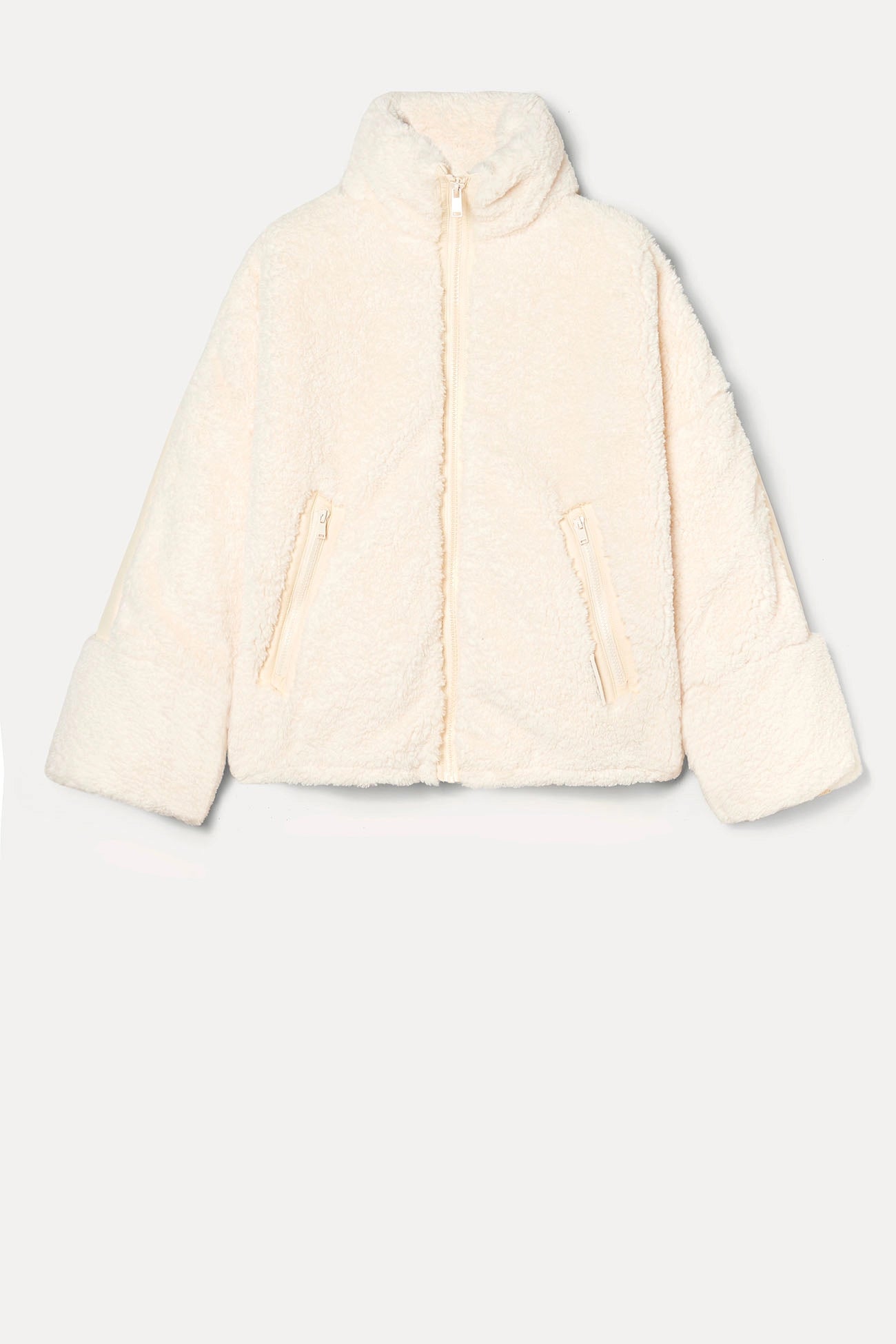 Faux Rabbit Fur Jacket - Natural White