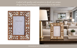 White/Brown 4x6 in. Wooden Petals Photo Frame - The Collective Park City