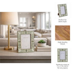 White/Green 4x6 in. Wooden Petals Photo Frame - The Collective Park City