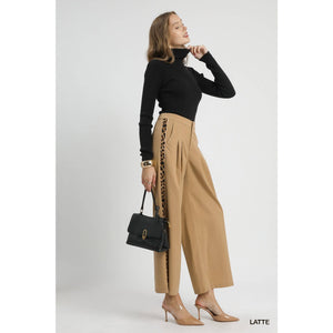 Wide Leg Pant with Leopard Print Side Stripe - The Collective Park City