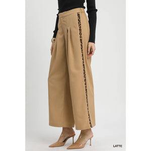 Wide Leg Pant with Leopard Print Side Stripe - The Collective Park City