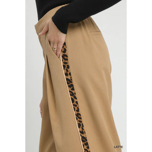 Wide Leg Pant with Leopard Print Side Stripe - The Collective Park City