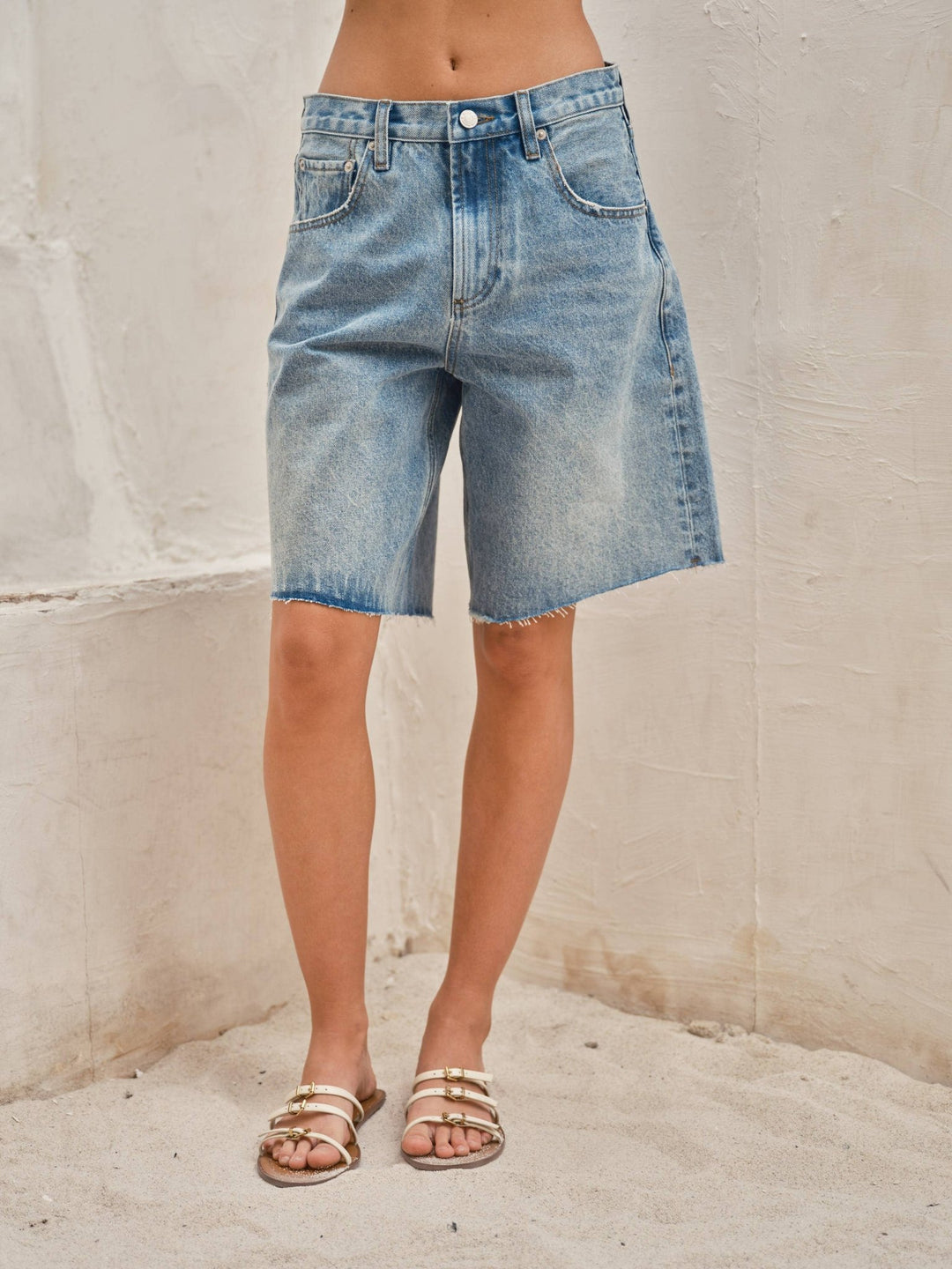 Wide Leg Retro Bermuda Denim Shorts - The Collective Park City