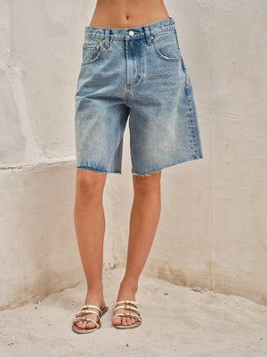 Wide Leg Retro Bermuda Denim Shorts - The Collective Park City
