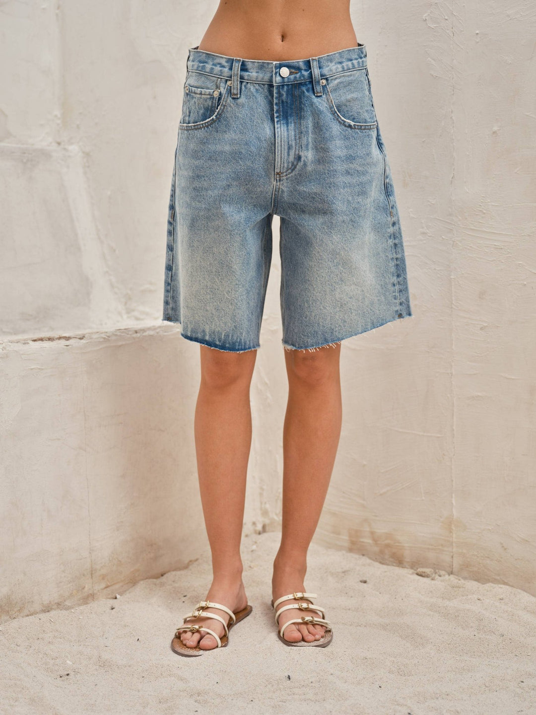 Wide Leg Retro Bermuda Denim Shorts - The Collective Park City