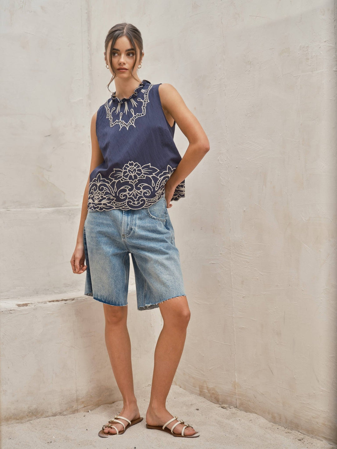 Wide Leg Retro Bermuda Denim Shorts - The Collective Park City