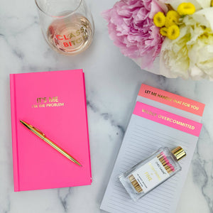 Wildly Overcommitted Lined Notepad - Bright Pink with Gold Foil - The Collective Park City