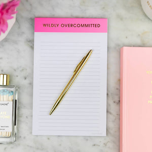 Wildly Overcommitted Lined Notepad - Bright Pink with Gold Foil - The Collective Park City