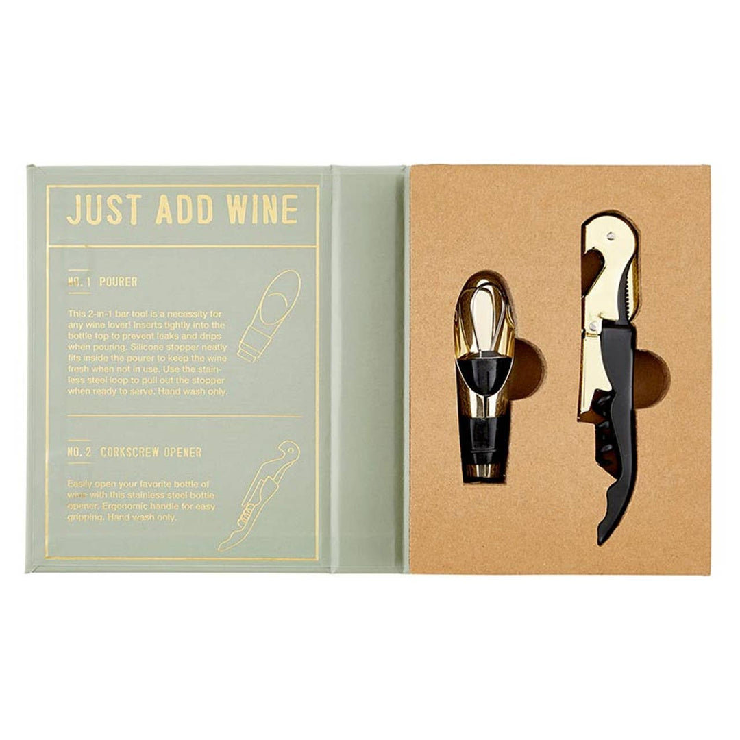 Wine Serving Set Book Box - Just Add Wine - The Collective Park City
