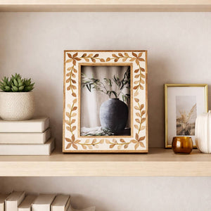 Wood Etched Leaf Inlay Vine Photo Frame - Brown, 5x7 in. - The Collective Park City