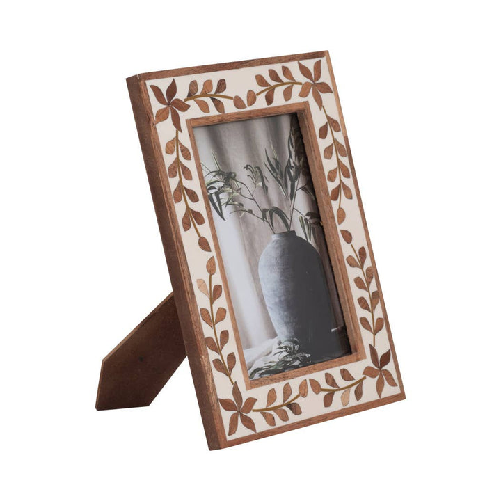 Wood Etched Leaf Inlay Vine Photo Frame - Brown, 5x7 in. - The Collective Park City