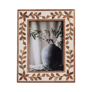 Wood Etched Leaf Inlay Vine Photo Frame - Brown, 5x7 in. - The Collective Park City