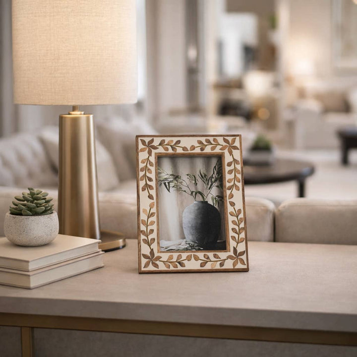 Wood Etched Leaf Inlay Vine Photo Frame - Brown, 5x7 in. - The Collective Park City