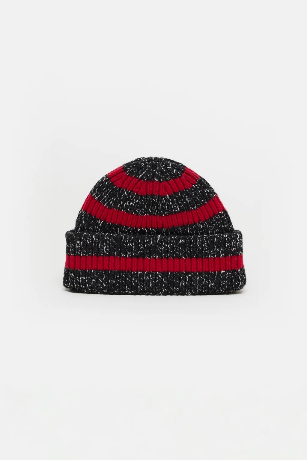 Wool Blend Beanie - Charcoal & Red Stripe - The Collective Park City