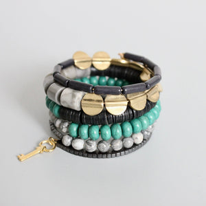 XINB01 Black and turquoise wrap bracelet - The Collective Park City